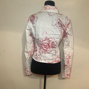 Red and white jacket cute for date night